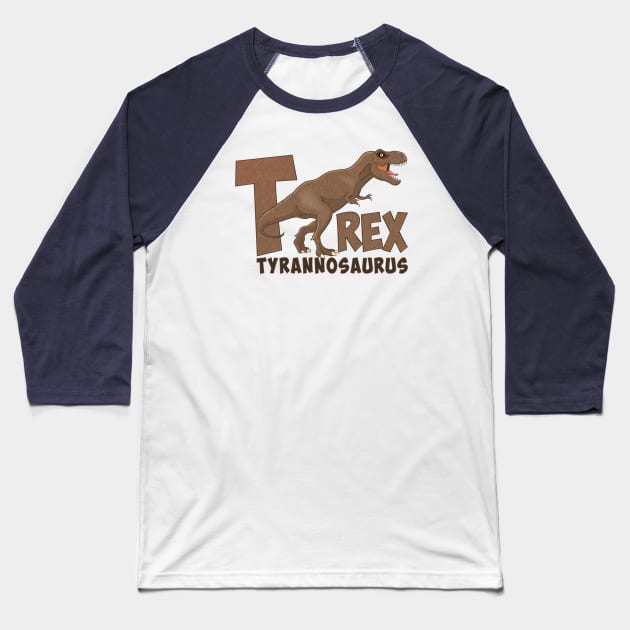 Illustration of a dangerous Tyrannosaurus Rex (or Trex) Baseball T-Shirt by Stefs-Red-Shop